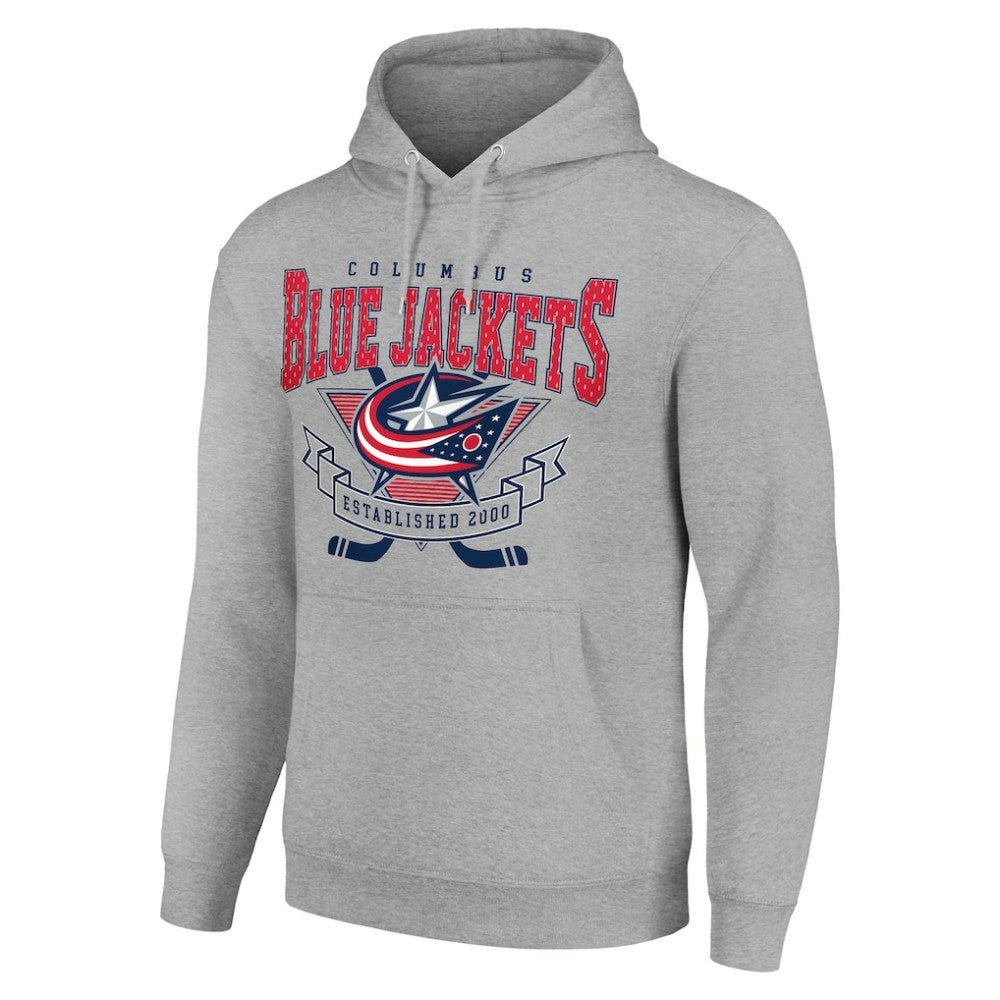 Columbus Blue Jackets Starter Team Logo Graphic Fleece Tri-Blend Pullover Hoodie - Heather Gray Hoodies
