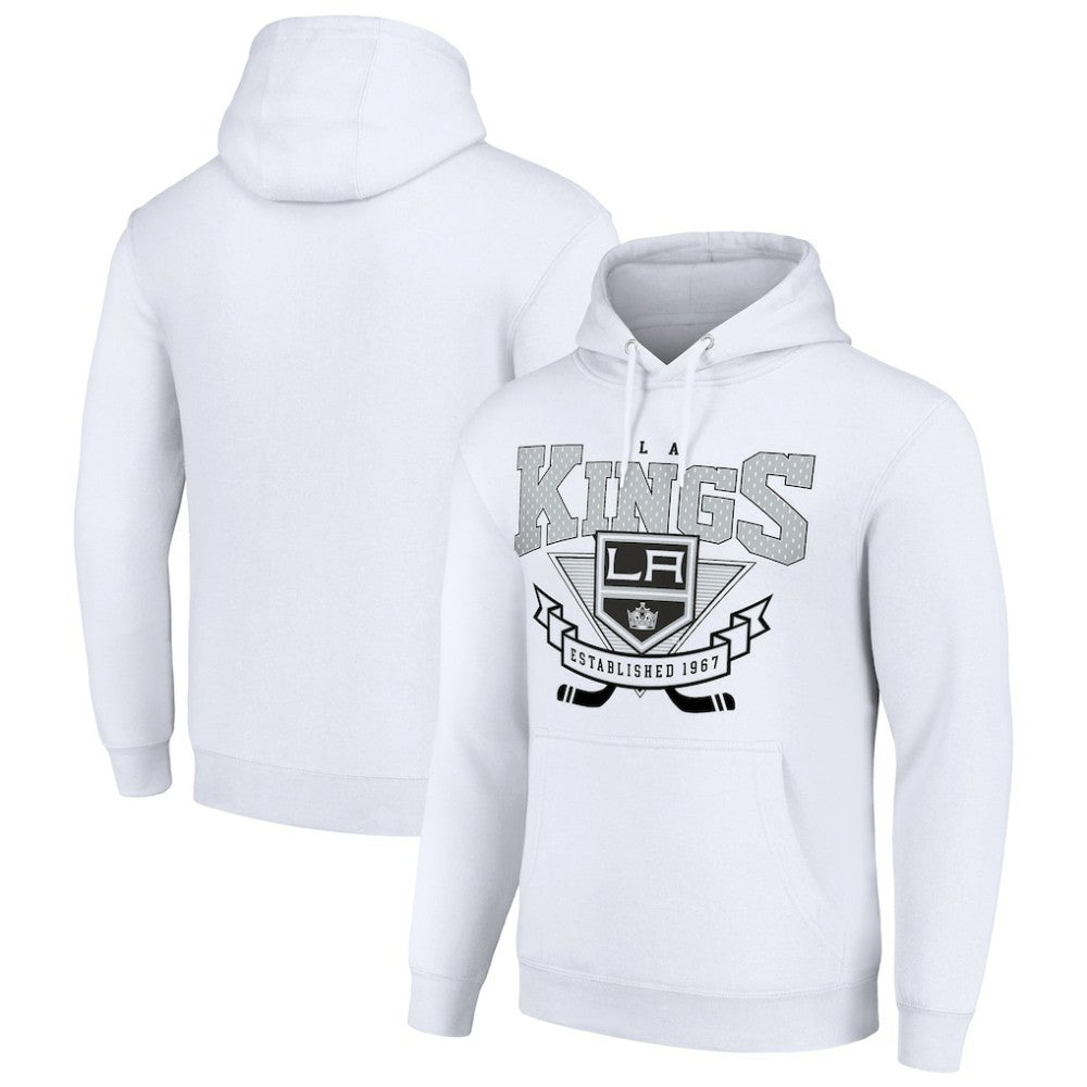 Los Angeles Kings Starter Team Logo Graphic Fleece Tri-Blend Pullover Hoodie - White Hoodies