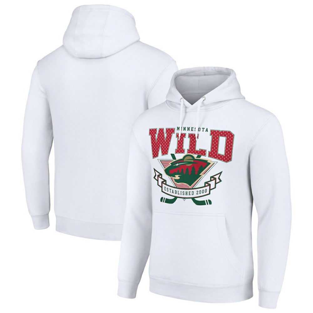 Minnesota Wild Starter Team Logo Graphic Fleece Tri-Blend Pullover Hoodie - White Hoodies
