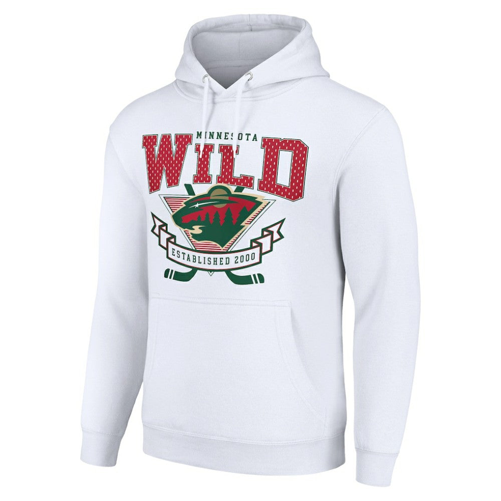 Minnesota Wild Starter Team Logo Graphic Fleece Tri-Blend Pullover Hoodie - White Hoodies