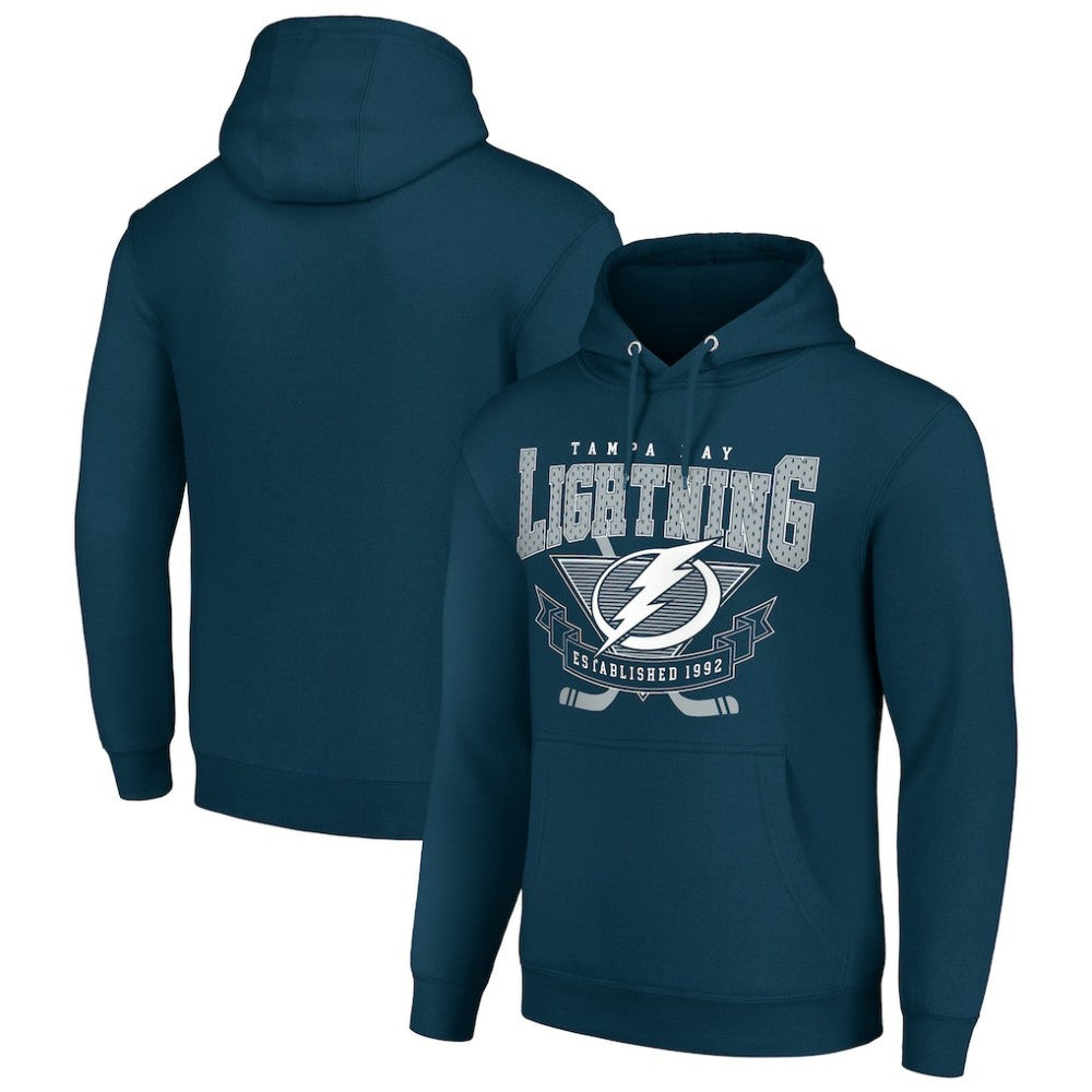 Tampa Bay Lightning Starter Team Logo Graphic Fleece Tri-Blend Pullover Hoodie - Navy Hoodies