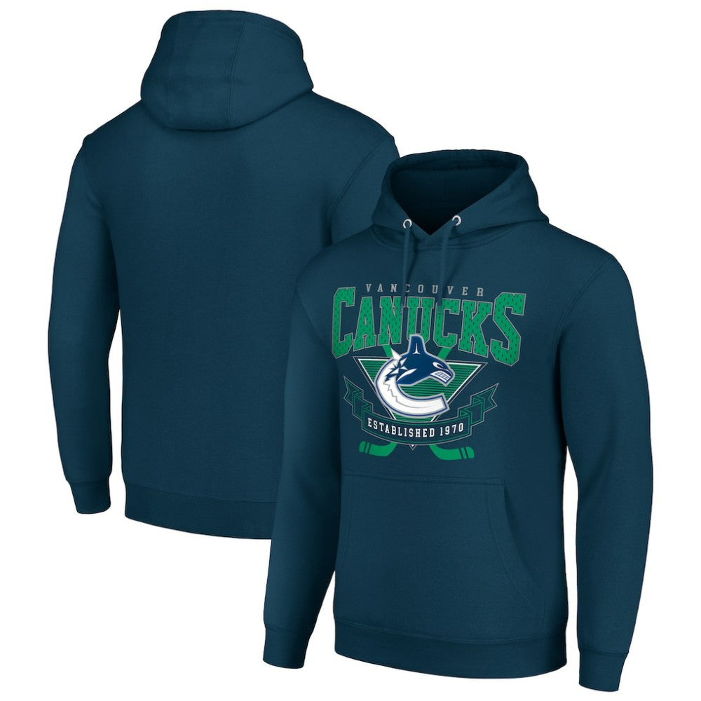 Vancouver Canucks Starter Team Logo Graphic Fleece Tri-Blend Pullover Hoodie - Navy Hoodies
