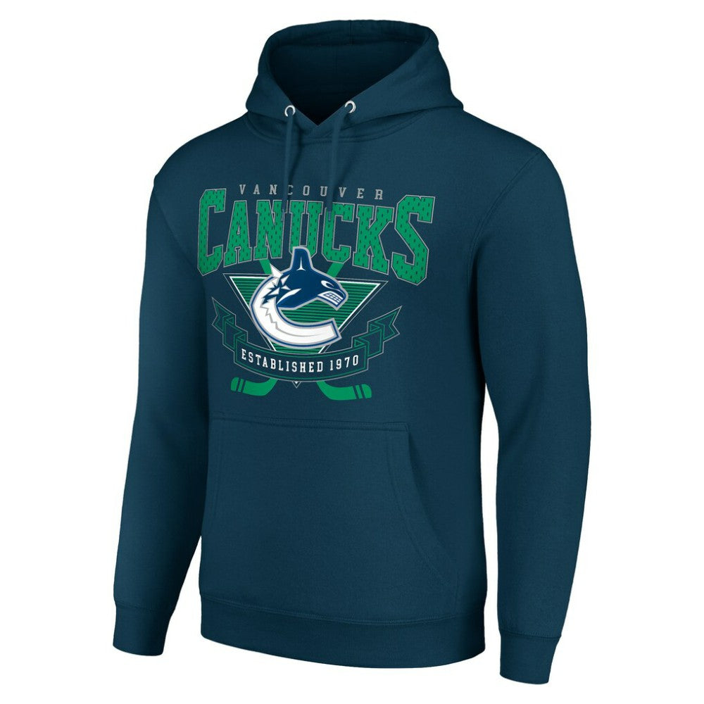 Vancouver Canucks Starter Team Logo Graphic Fleece Tri-Blend Pullover Hoodie - Navy Hoodies