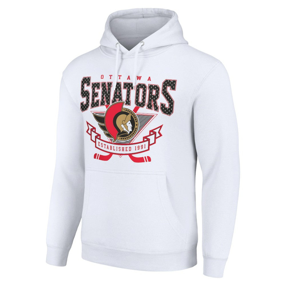 Ottawa Senators Starter Team Logo Graphic Fleece Tri-Blend Pullover Hoodie - White Hoodies