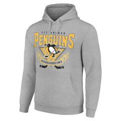 Pittsburgh Penguins Starter Team Logo Graphic Fleece Tri-Blend Pullover Hoodie - Heather Gray Hoodies