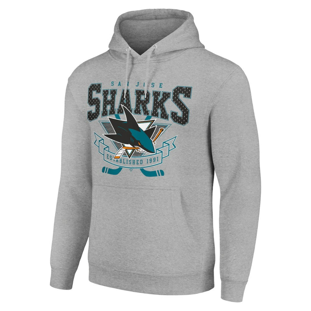 San Jose Sharks Starter Team Logo Graphic Fleece Tri-Blend Pullover Hoodie - Heather Gray Hoodies