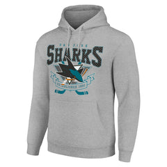 San Jose Sharks Starter Team Logo Graphic Fleece Tri-Blend Pullover Hoodie - Heather Gray Hoodies