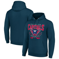 Washington Capitals Starter Team Logo Graphic Fleece Tri-Blend Pullover Hoodie - Navy Hoodies