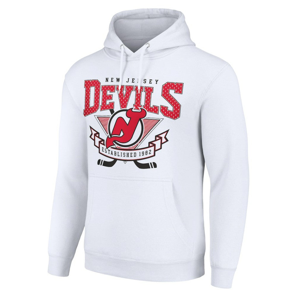 New Jersey Devils Starter Team Logo Graphic Fleece Tri-Blend Pullover Hoodie - White Jerseys