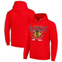 Chicago Blackhawks Starter Team Logo Graphic Fleece Tri-Blend Pullover Hoodie - Red Hoodies