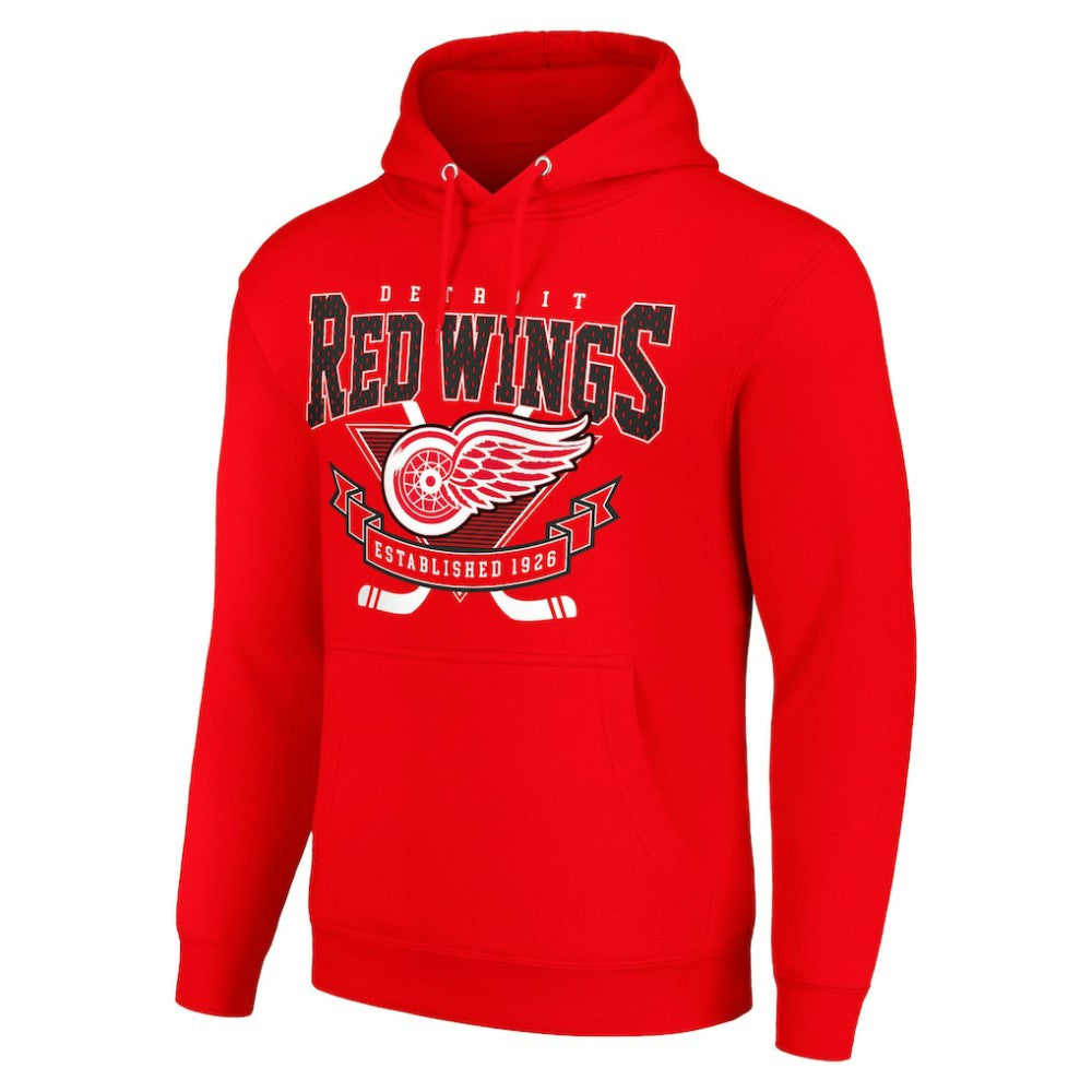Detroit Red Wings Starter Team Logo Graphic Fleece Tri-Blend Pullover Hoodie - Red Hoodies