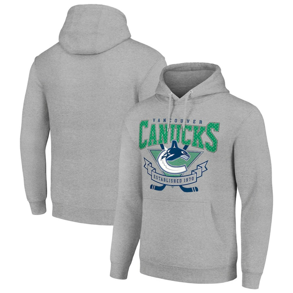 Vancouver Canucks Starter Team Logo Graphic Fleece Tri-Blend Pullover Hoodie - Heather Gray Hoodies