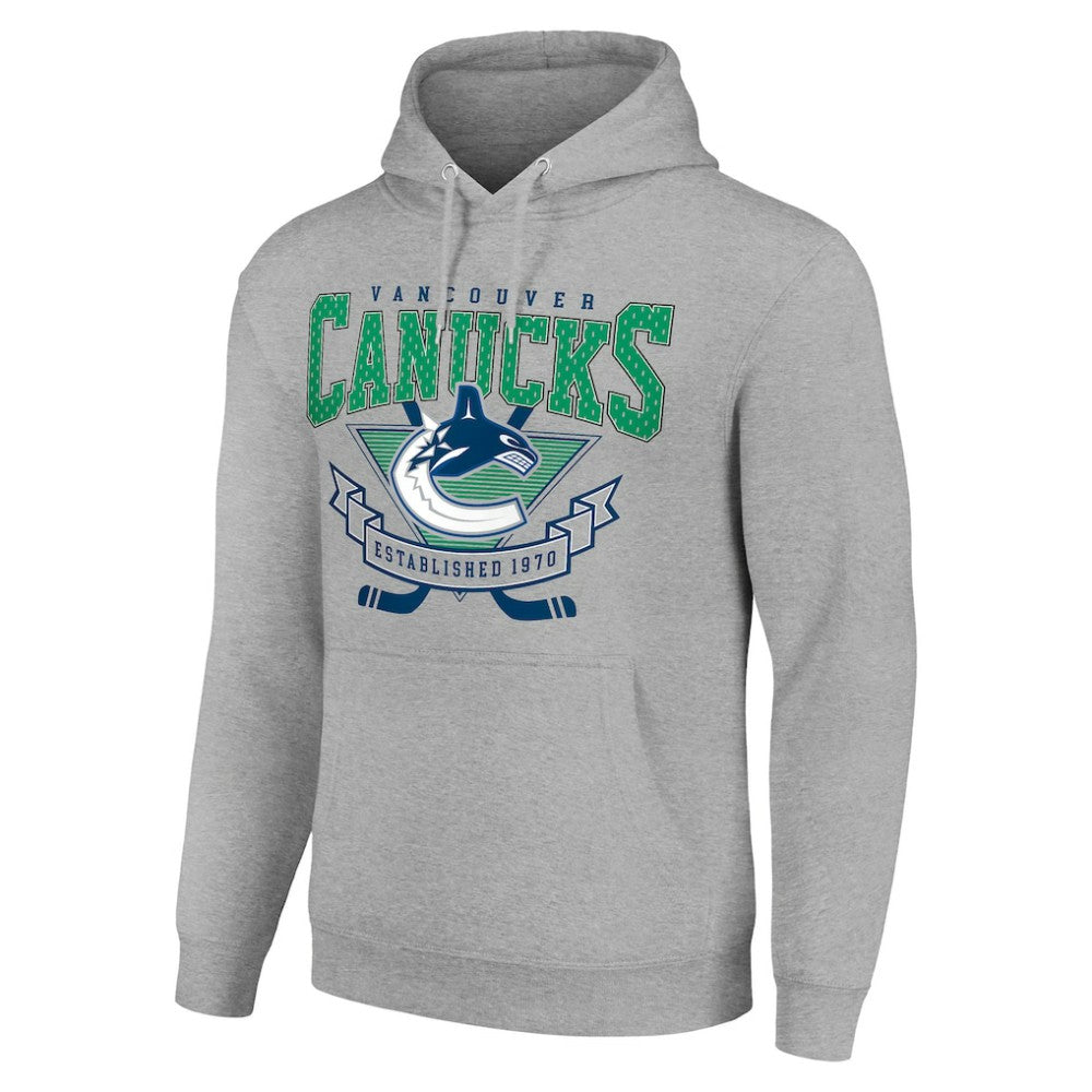 Vancouver Canucks Starter Team Logo Graphic Fleece Tri-Blend Pullover Hoodie - Heather Gray Hoodies