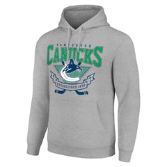 Vancouver Canucks Starter Team Logo Graphic Fleece Tri-Blend Pullover Hoodie - Heather Gray Hoodies