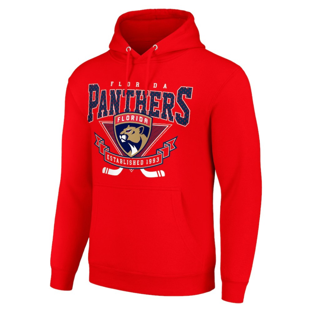 Florida Panthers Starter Team Logo Graphic Fleece Tri-Blend Pullover Hoodie - Red Hoodies