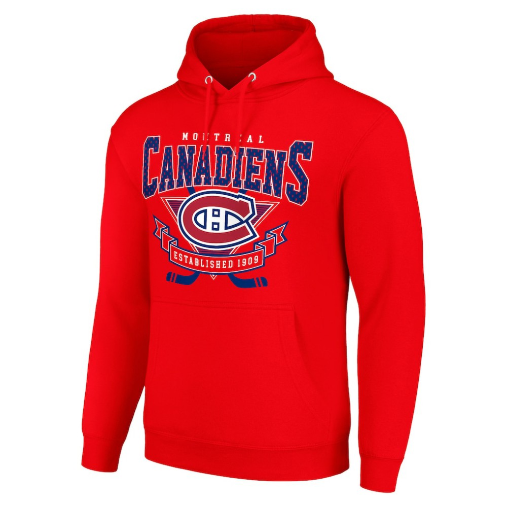 Montreal Canadiens Starter Team Logo Graphic Fleece Tri-Blend Pullover Hoodie - Red Hoodies