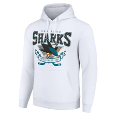San Jose Sharks Starter Team Logo Graphic Fleece Tri-Blend Pullover Hoodie - White Hoodies