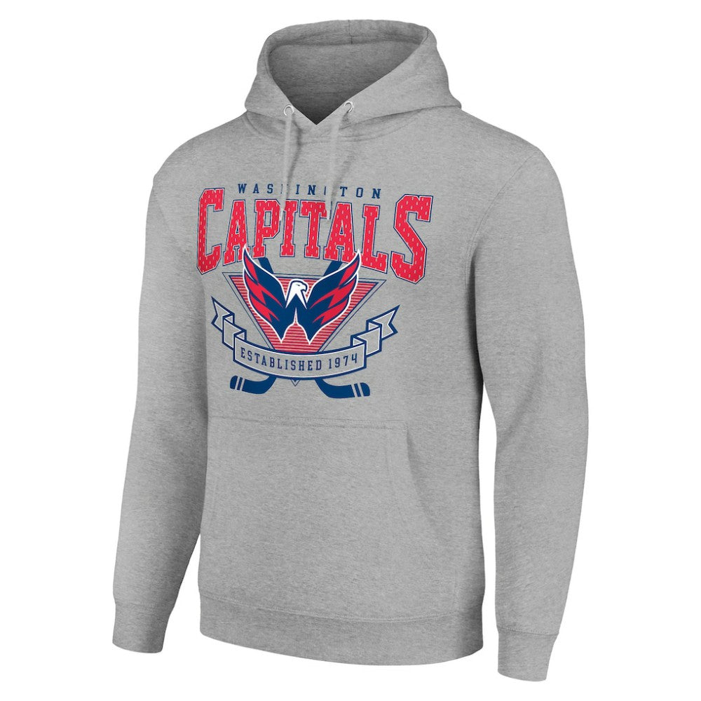 Washington Capitals Starter Team Logo Graphic Fleece Tri-Blend Pullover Hoodie - Heather Gray Hoodies