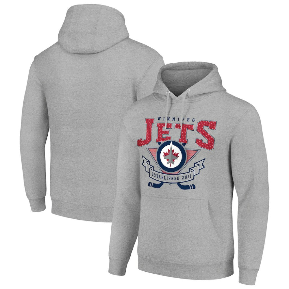 Winnipeg Jets Starter Team Logo Graphic Fleece Tri-Blend Pullover Hoodie - Heather Gray Hoodies