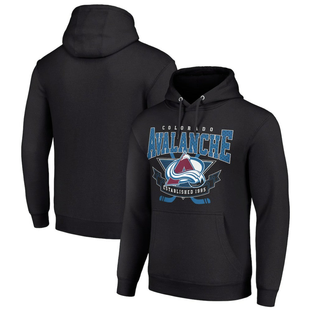Colorado Avalanche Starter Team Logo Graphic Fleece Tri-Blend Pullover Hoodie - Black Hoodies