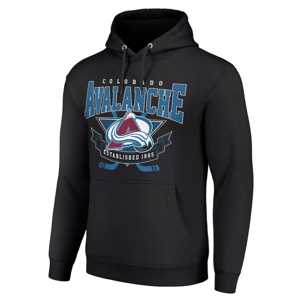 Colorado Avalanche Starter Team Logo Graphic Fleece Tri-Blend Pullover Hoodie - Black Hoodies