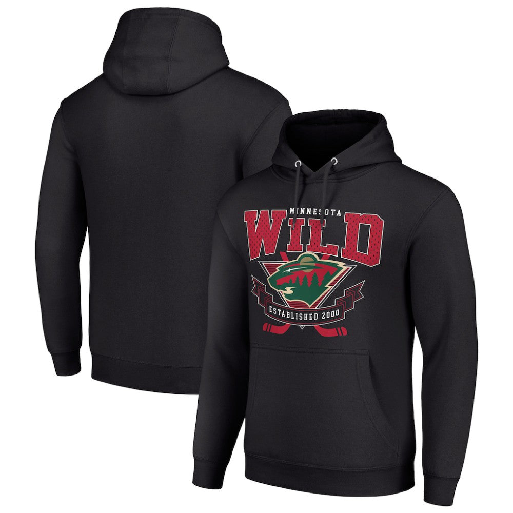 Minnesota Wild Starter Team Logo Graphic Fleece Tri-Blend Pullover Hoodie - Black Hoodies