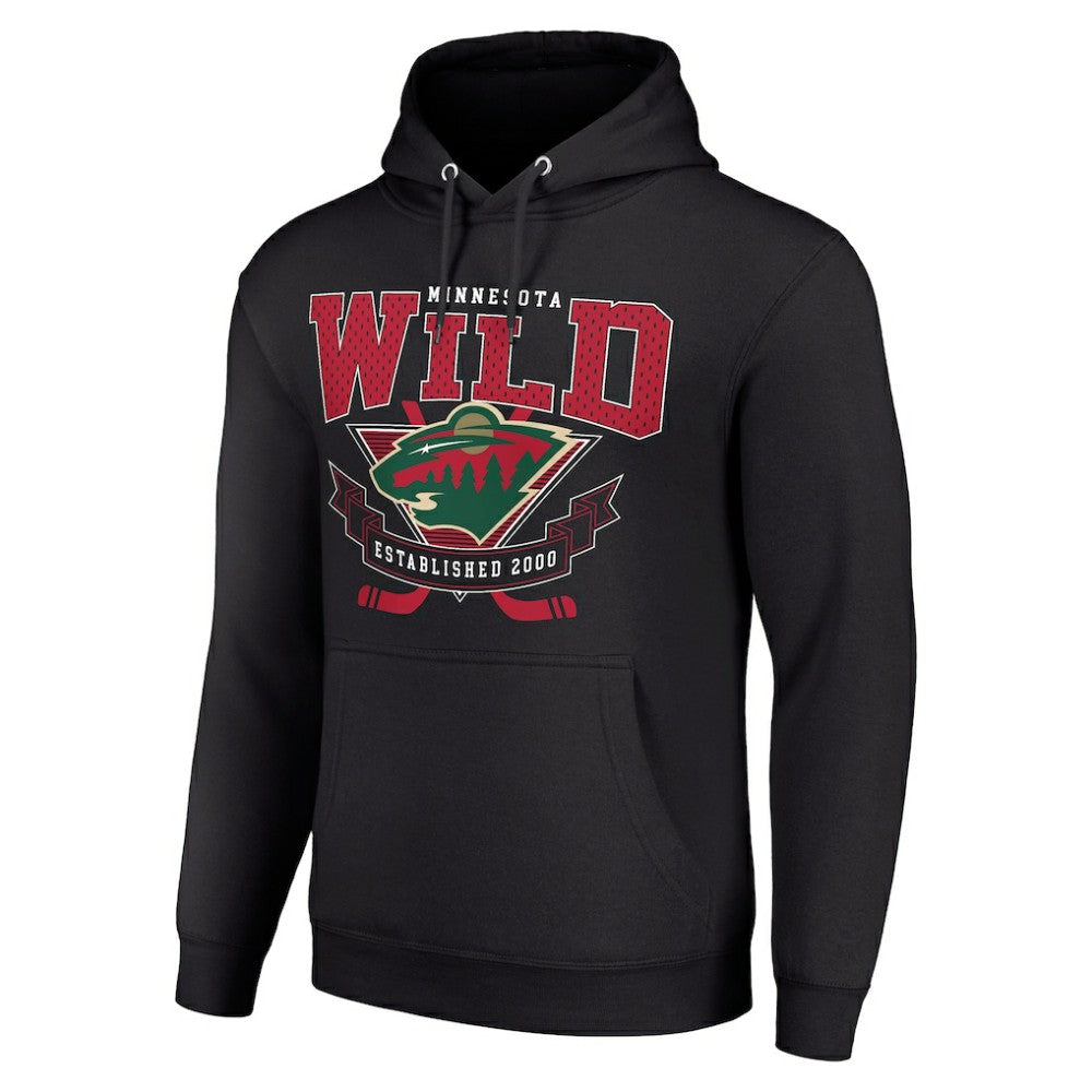 Minnesota Wild Starter Team Logo Graphic Fleece Tri-Blend Pullover Hoodie - Black Hoodies