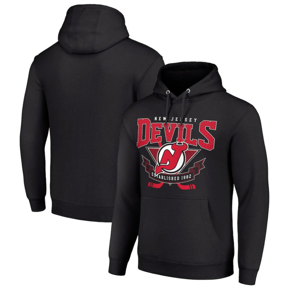 New Jersey Devils Starter Team Logo Graphic Fleece Tri-Blend Pullover Hoodie - Black Jerseys