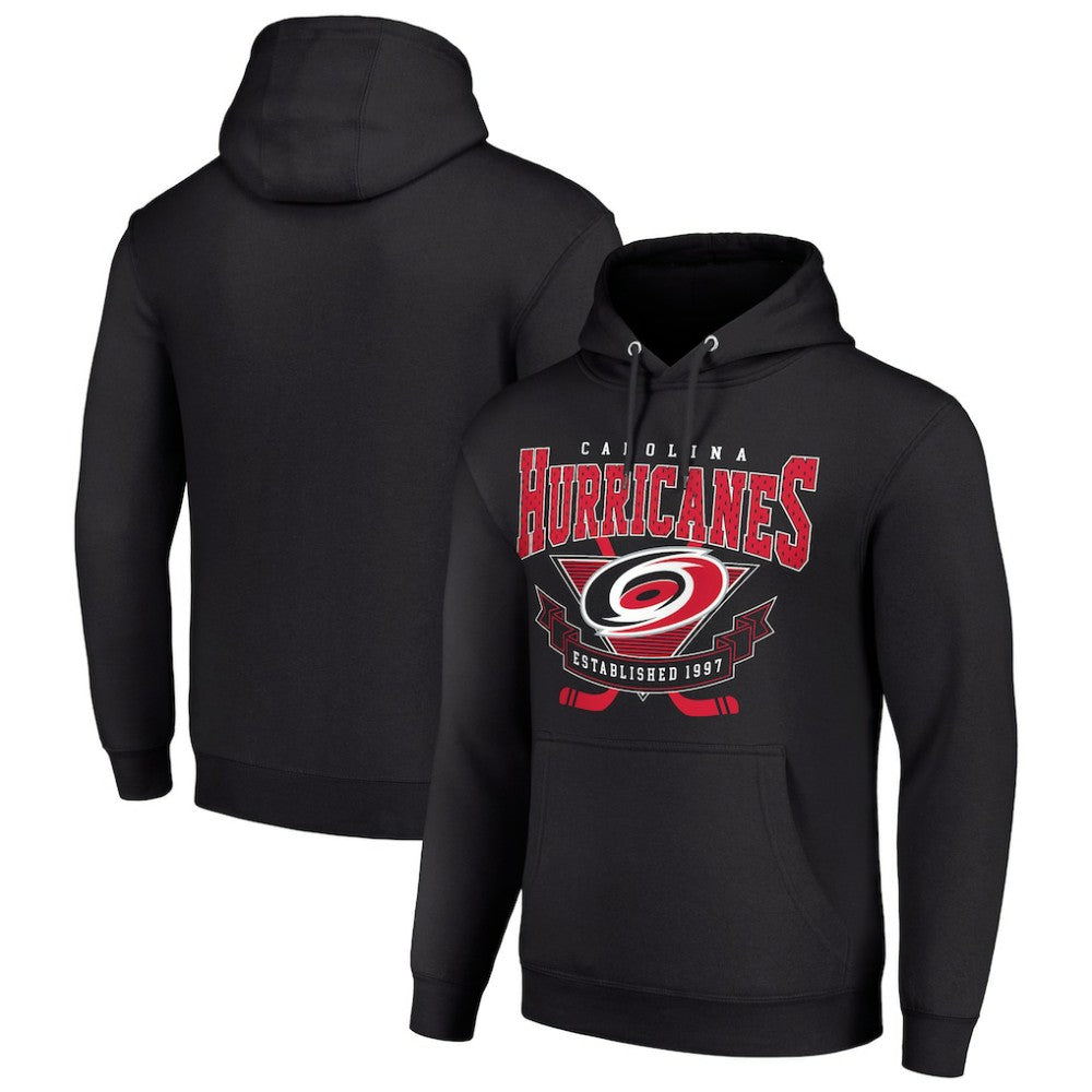 Carolina Hurricanes Starter Team Logo Graphic Fleece Tri-Blend Pullover Hoodie - Black Hoodies