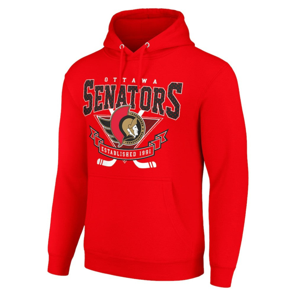 Ottawa Senators Starter Team Logo Graphic Fleece Tri-Blend Pullover Hoodie - Red Hoodies