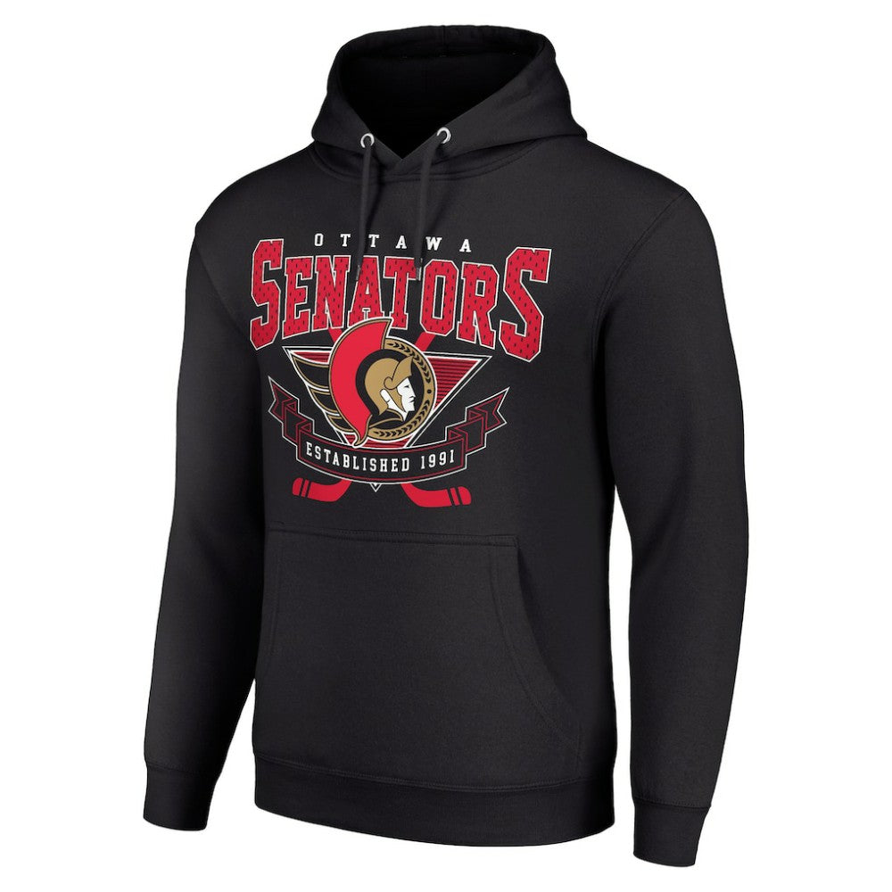 Ottawa Senators Starter Team Logo Graphic Fleece Tri-Blend Pullover Hoodie - Black Hoodies