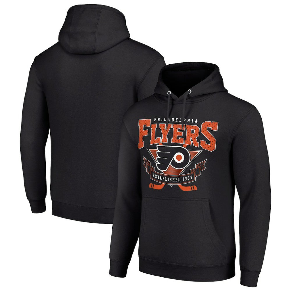 Philadelphia Flyers Starter Team Logo Graphic Fleece Tri-Blend Pullover Hoodie - Black Hoodies