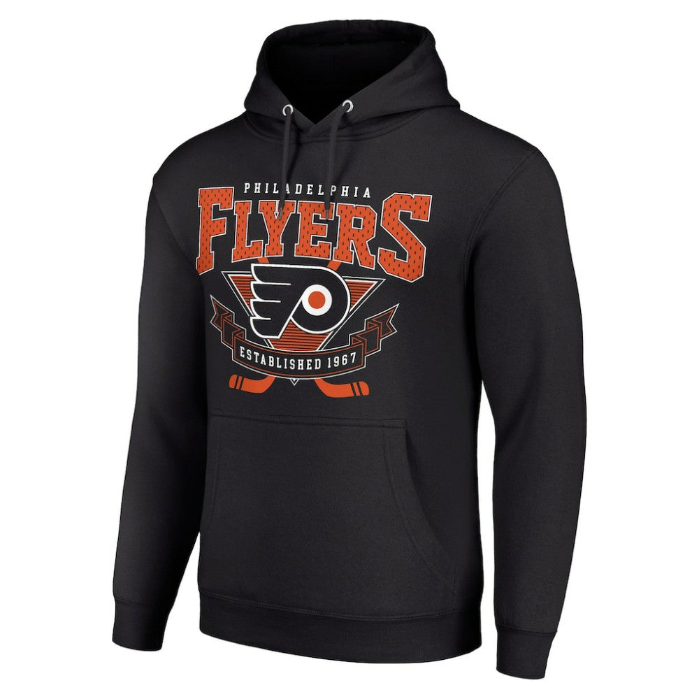 Philadelphia Flyers Starter Team Logo Graphic Fleece Tri-Blend Pullover Hoodie - Black Hoodies