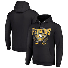 Pittsburgh Penguins Starter Team Logo Graphic Fleece Tri-Blend Pullover Hoodie - Black Hoodies