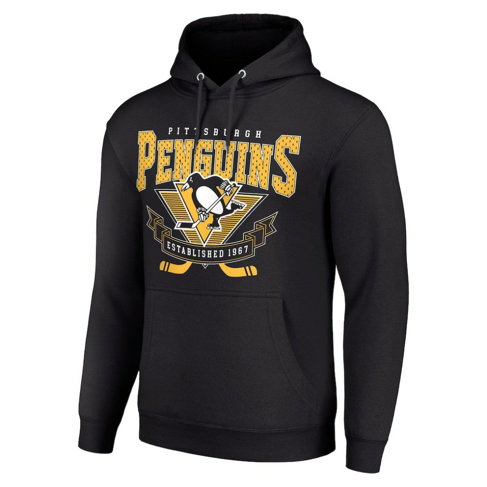 Pittsburgh Penguins Starter Team Logo Graphic Fleece Tri-Blend Pullover Hoodie - Black Hoodies