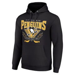 Pittsburgh Penguins Starter Team Logo Graphic Fleece Tri-Blend Pullover Hoodie - Black Hoodies