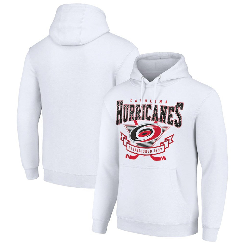 Carolina Hurricanes Starter Team Logo Graphic Fleece Tri-Blend Pullover Hoodie - White Hoodies