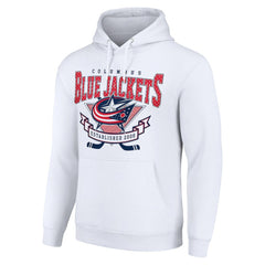 Columbus Blue Jackets Starter Team Logo Graphic Fleece Tri-Blend Pullover Hoodie - White Hoodies