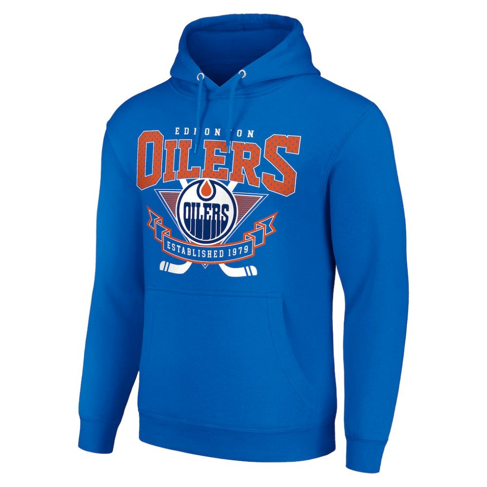 Edmonton Oilers Starter Team Logo Graphic Fleece Tri-Blend Pullover Hoodie - Royal Hoodies