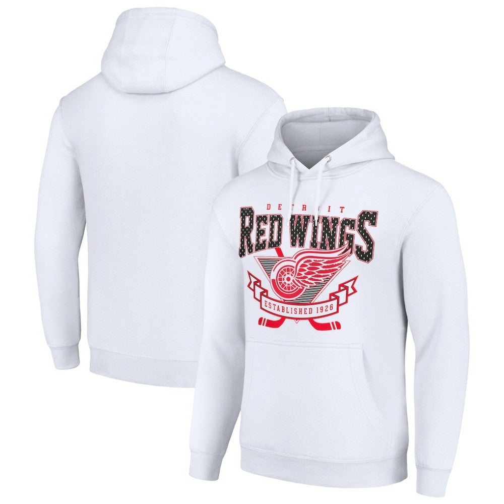 Detroit Red Wings Starter Team Logo Graphic Fleece Tri-Blend Pullover Hoodie - White Hoodies