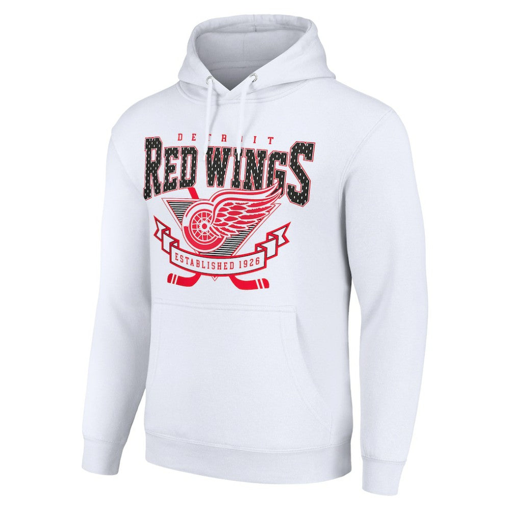 Detroit Red Wings Starter Team Logo Graphic Fleece Tri-Blend Pullover Hoodie - White Hoodies