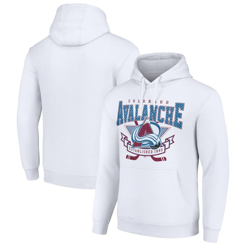 Colorado Avalanche Starter Team Logo Graphic Fleece Tri-Blend Pullover Hoodie - White Hoodies