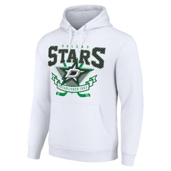Dallas Stars Starter Team Logo Graphic Fleece Tri-Blend Pullover Hoodie - White Hoodies