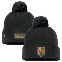 Vegas Golden Knights Fanatics Military Appreciation Cuffed Knit Hat with Pom - Black Hats