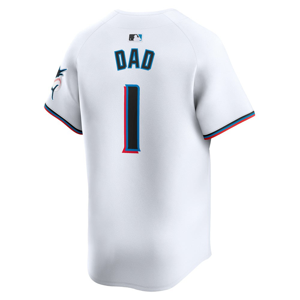Miami Marlins #1 Dad Home Limited Jersey White