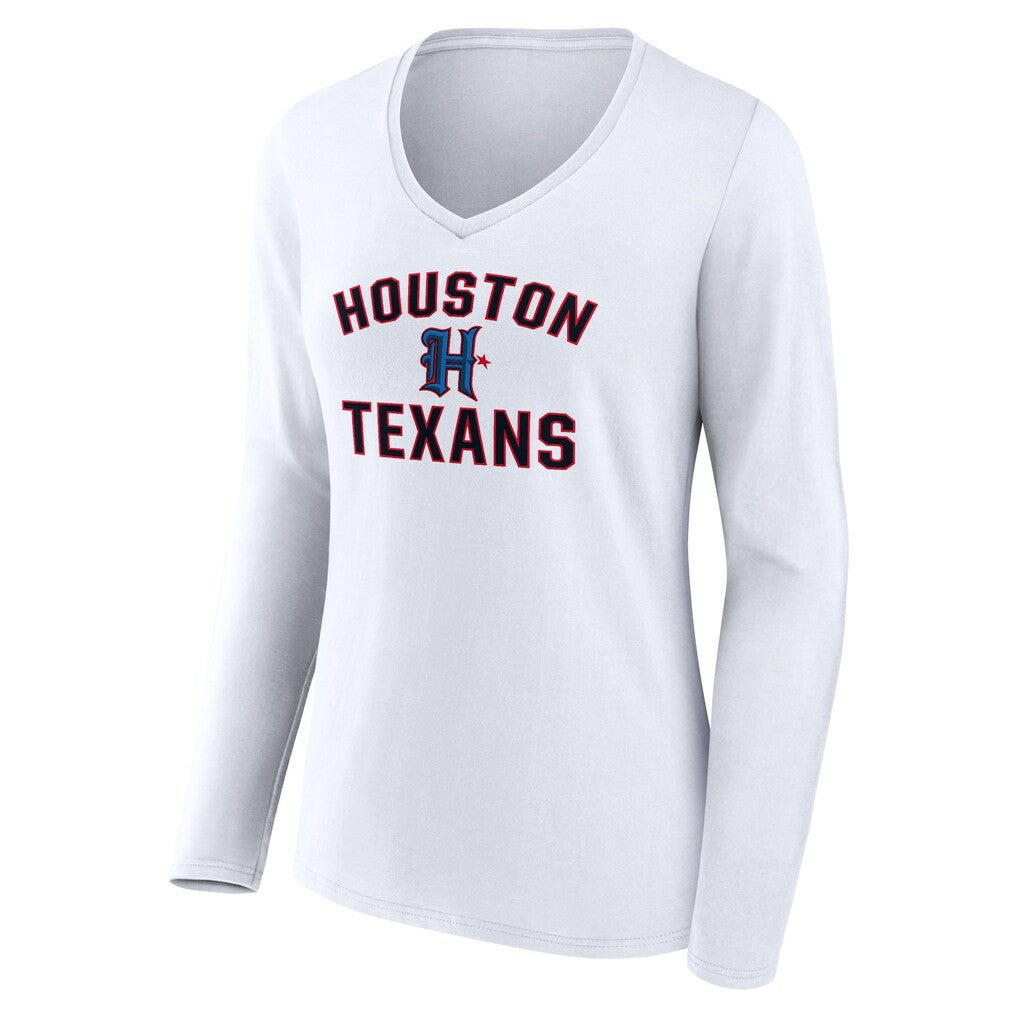 Houston Texans Women's Secondary Logo Victory Arch Long Sleeve V-Neck T-Shirt - White online