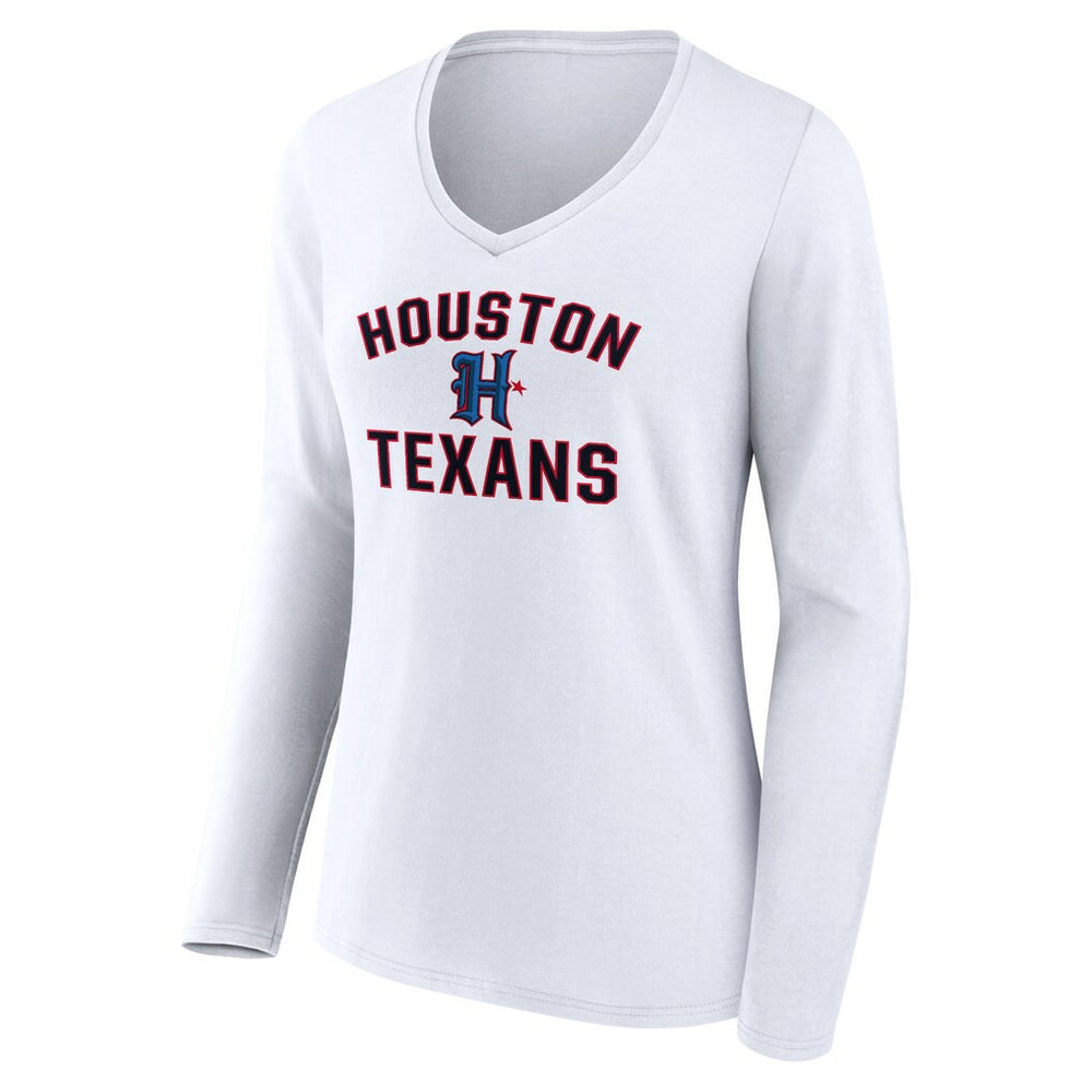 Houston Texans Women's Secondary Logo Victory Arch Long Sleeve V-Neck T-Shirt - White online