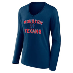 Houston Texans Women's Secondary Logo Victory Arch Long Sleeve V-Neck T-Shirt - Navy outlet