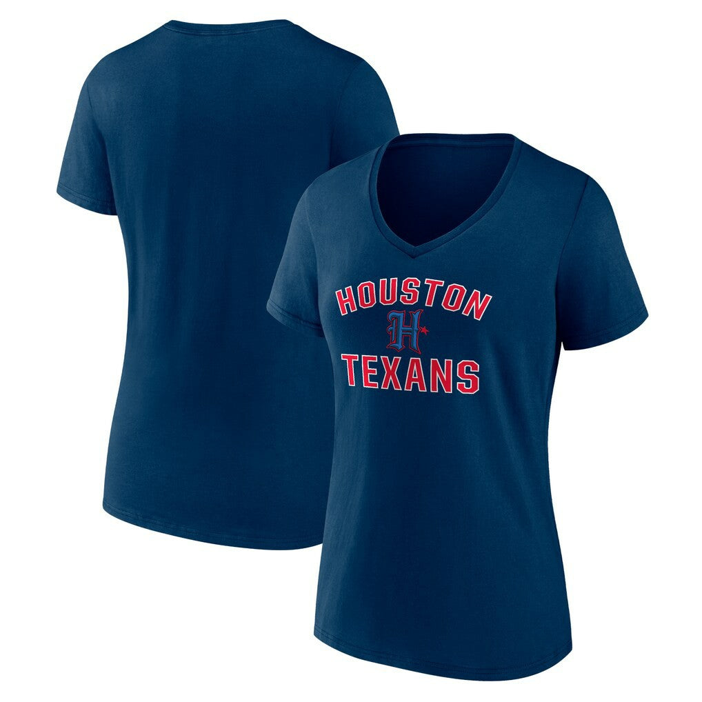 Houston Texans Women's Secondary Logo Victory Arch V-Neck T-Shirt - Navy cheap