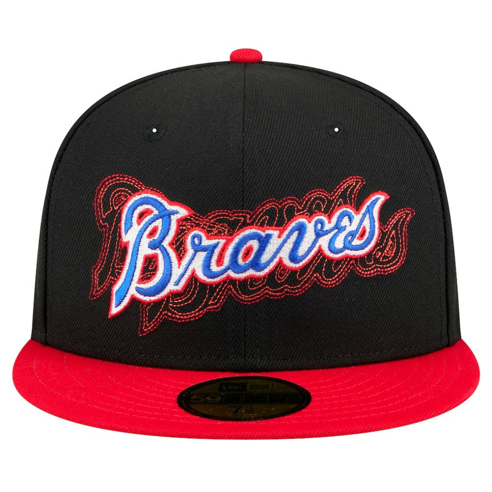 Atlanta Braves Shadow Stitch 59FIFTY Fitted Hat Black